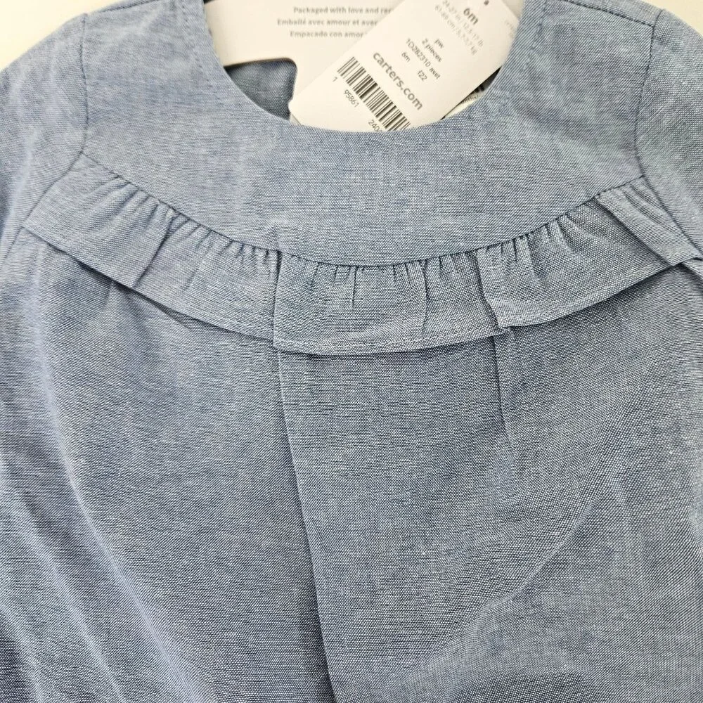 Carters Baby Girls 2-Piece Chambray Top & Floral Leggings Outfit Set 6 Month